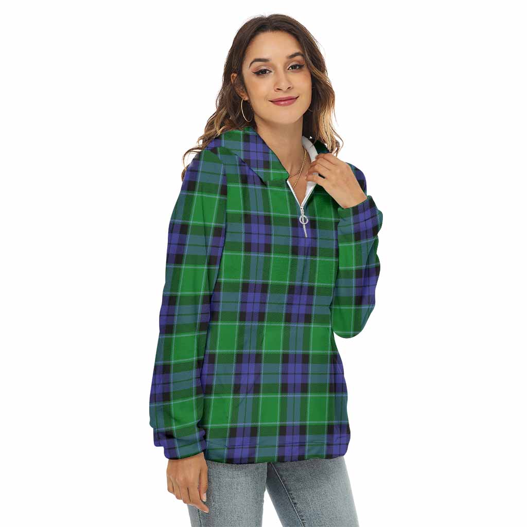 Tartan Vibes Clothing Haldane Tartan Women's Borg  Half Zip Fleece Hoodie