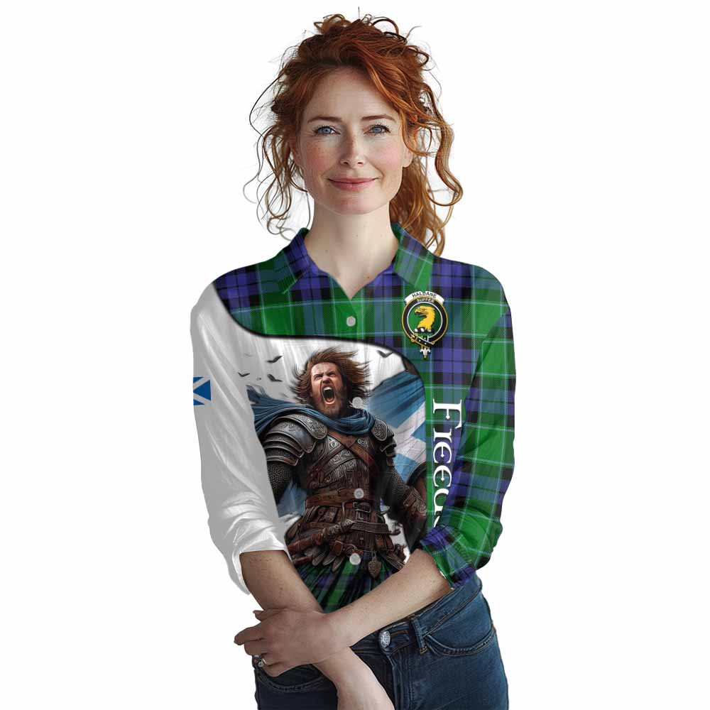 Tartan Vibes Clothing Haldane Crest Tartan Women's Casual Shirt Inspired by the Freedom of Scottish Warrior