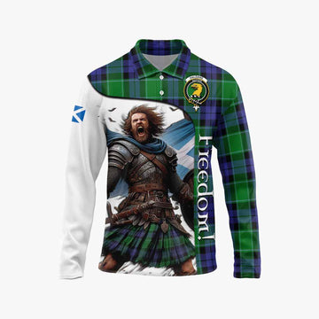 Haldane Crest Tartan Long Sleeve Polo Shirt Inspired by the Freedom of Scottish Warrior