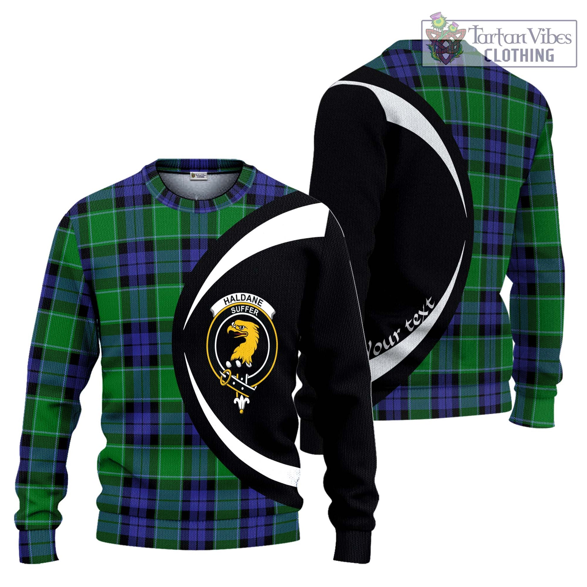 Haldane Tartan Ugly Sweater with Family Crest Circle Style Unisex - Tartan Vibes Clothing