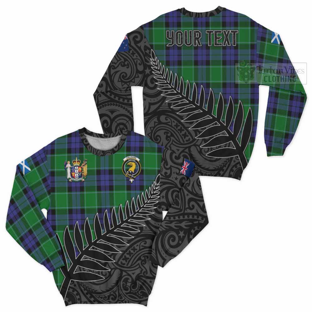 Tartan Vibes Clothing Haldane Crest Tartan Sweatshirt with New Zealand Silver Fern Half Style