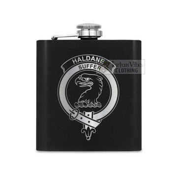 Haldane Crest Hip Flask Set 7oz Black Stainless Steel with A Gift Box