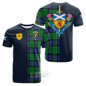 Haldane Tartan Cotton T-shirt Alba with Scottish Lion Royal Arm Half Style