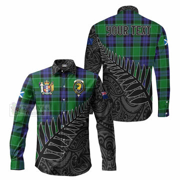 Haldane Crest Tartan Long Sleeve Button Shirt with New Zealand Silver Fern Half Style