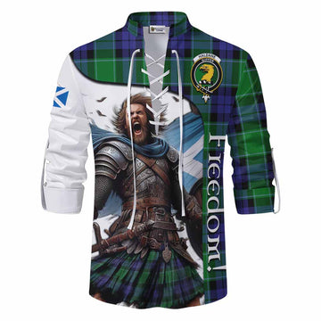 Haldane Crest Tartan Ghillie Kilt Shirt Inspired by the Freedom of Scottish Warrior