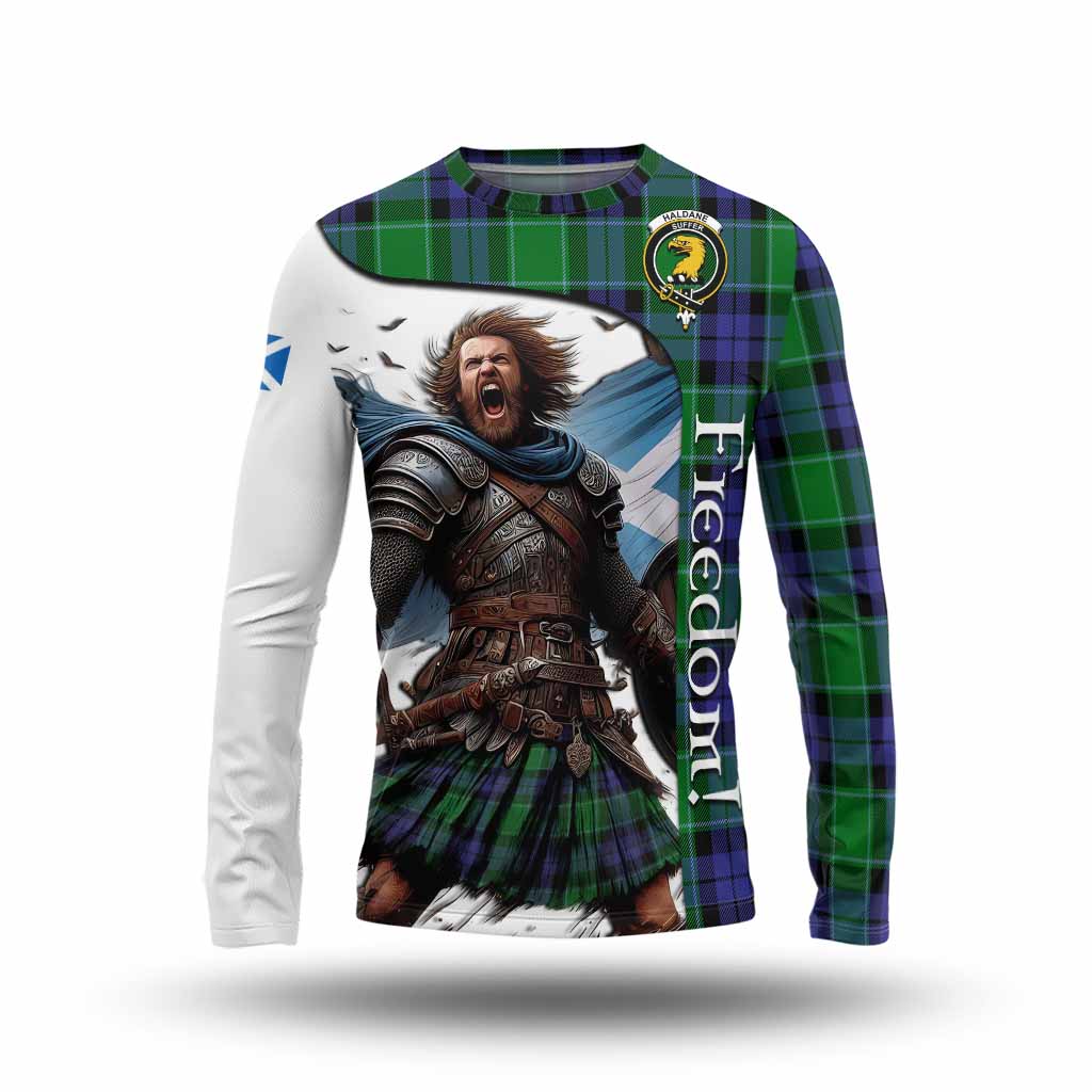 Tartan Vibes Clothing Haldane Crest Tartan Long Sleeve T-Shirt Inspired by the Freedom of Scottish Warrior