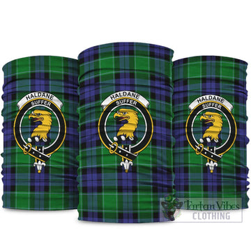 Haldane Tartan Neck Gaiters, Tartan Bandanas, Tartan Head Band with Family Crest