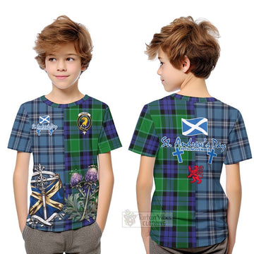 Haldane Tartan Kid T-Shirt Happy St. Andrew's Day Half Tartan Style