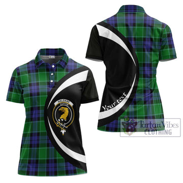 Haldane Tartan Women's Polo Shirt with Family Crest Circle Style