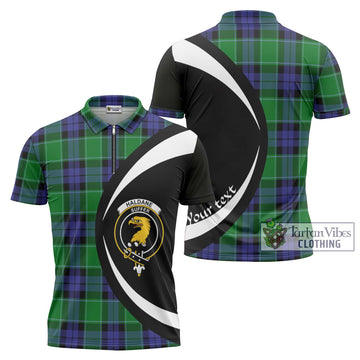 Haldane Tartan Zipper Polo Shirt with Family Crest Circle Style