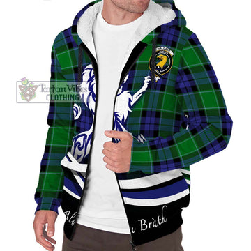 Haldane Tartan Sherpa Hoodie with Alba Gu Brath Regal Lion Emblem