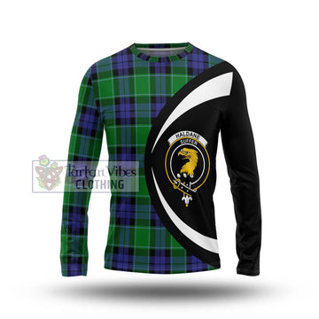 Haldane Tartan Long Sleeve T-Shirt with Family Crest Circle Style