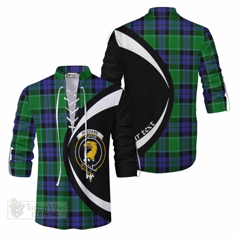 Tartan Vibes Clothing Haldane Tartan Ghillie Kilt Shirt with Family Crest Circle Style