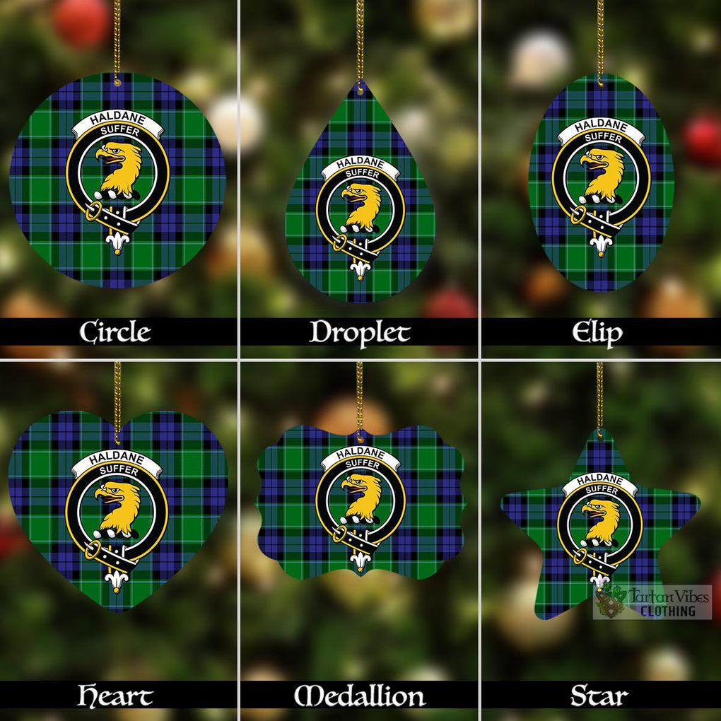 Tartan Vibes Clothing Haldane Tartan Christmas Aluminium Ornament with Family Crest