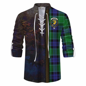 Haldane Tartan Family Crest Ghillie Kilt Shirt Alba Gu Brath Be Brave Lion Ancient Style Men - Tartan Vibes Clothing