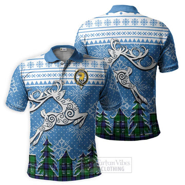 Haldane Clan Christmas Polo Shirt Celtic Reindeer Style