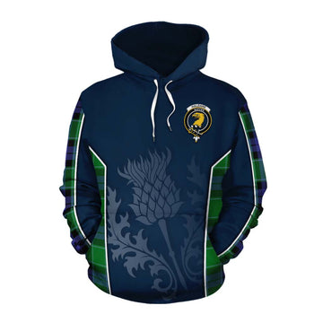 Haldane Tartan Cotton Hoodie with Family Crest and Scottish Thistle Vibes Sport Style