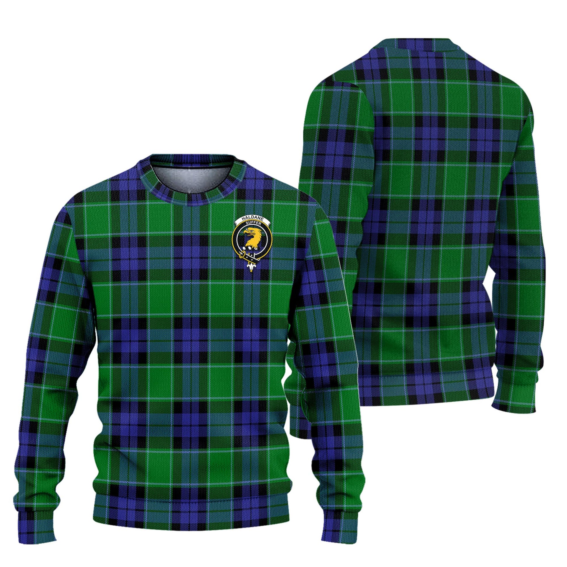 Haldane Tartan Knitted Sweater with Family Crest Unisex - Tartanvibesclothing