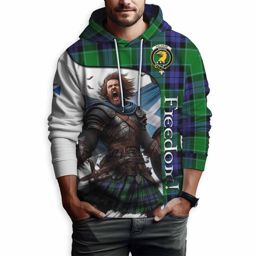 Tartan Vibes Clothing Haldane Crest Tartan Hoodie Inspired by the Freedom of Scottish Warrior