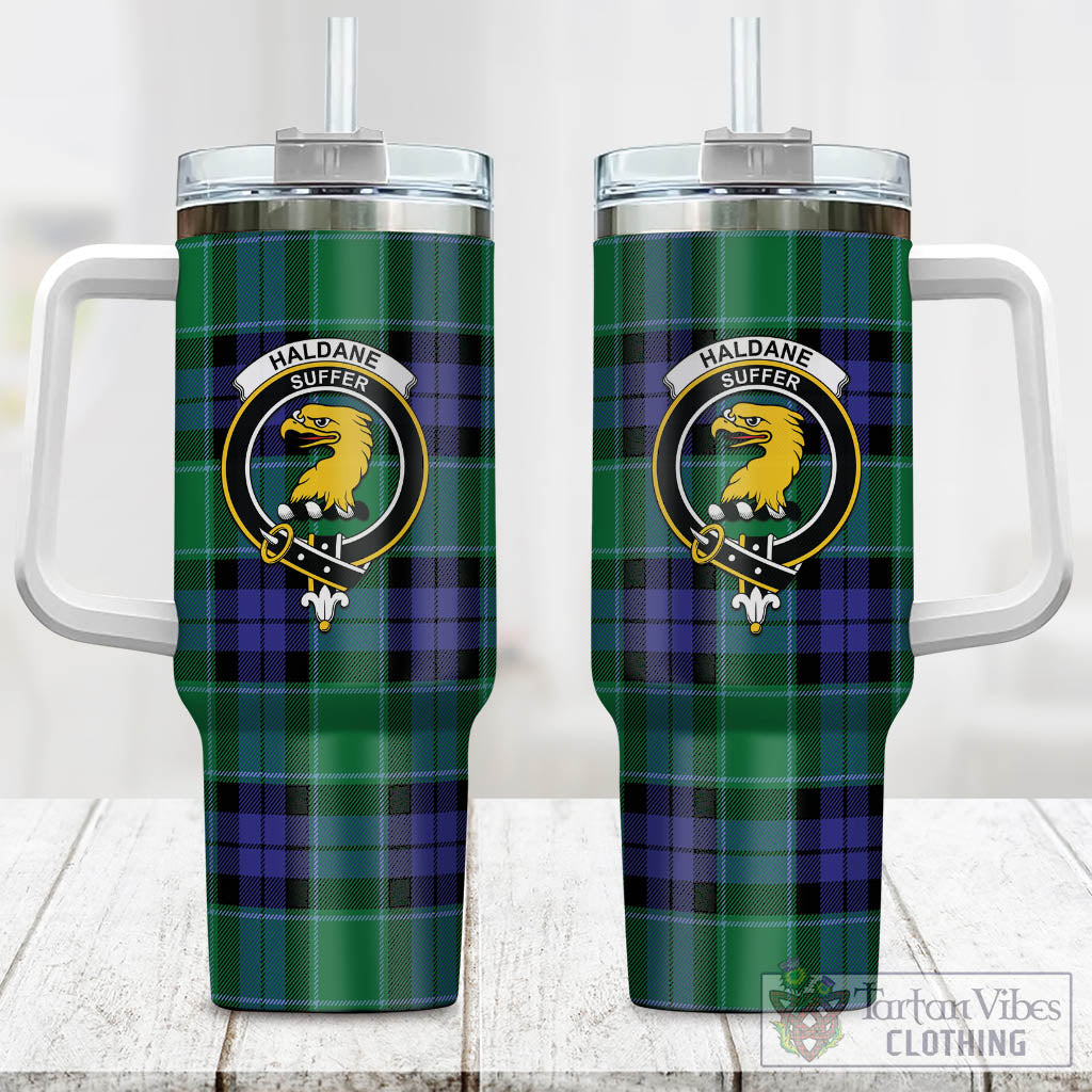 Tartan Vibes Clothing Haldane Tartan and Family Crest Tumbler with Handle