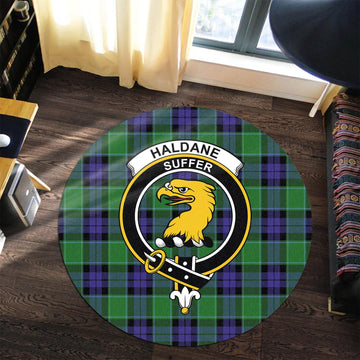 Haldane Tartan Round Rug with Family Crest