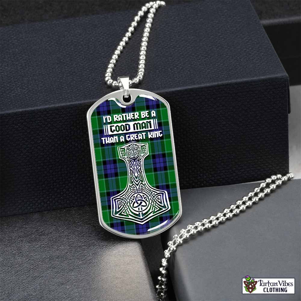 Tartan Vibes Clothing Haldane Tartan Dog Tag Necklace Viking Mjolnir Style