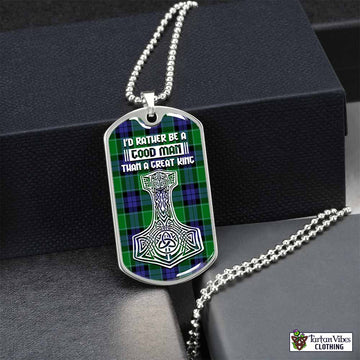 Haldane Tartan Dog Tag Necklace Viking Mjolnir Style