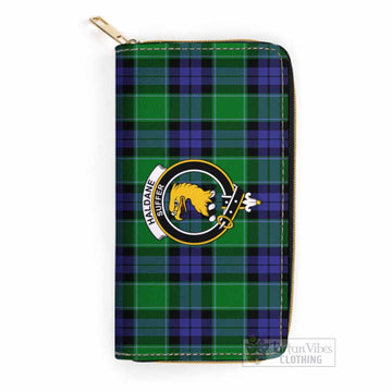 Haldane Tartan Women's Leather Wallet with Family Crest One Size 19.7*10.5*3.5 cm - Tartan Vibes Clothing