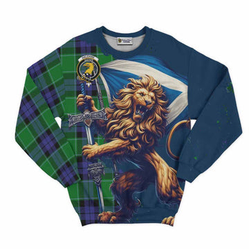 Haldane Tartan Family Crest Sweatshirt with Scottish Majestic Lion