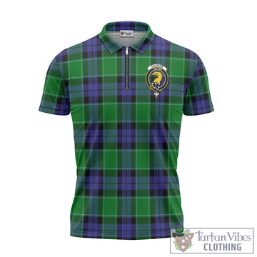 Haldane Tartan Zipper Polo Shirt with Family Crest