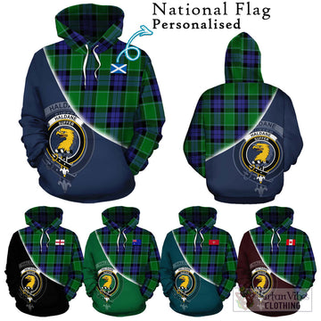 Haldane Tartan Hoodie with Personalised National Flag and Family Crest Half Style