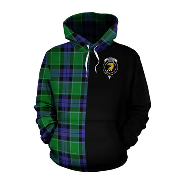 Haldane Tartan Cotton Hoodie with Family Crest and Half Of Me Style