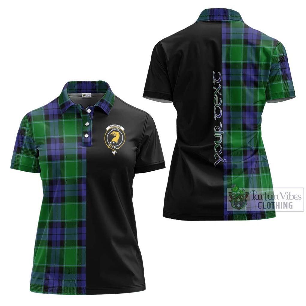 Haldane Tartan Women's Polo Shirt with Family Crest and Half Of Me Style Women - Tartanvibesclothing Shop