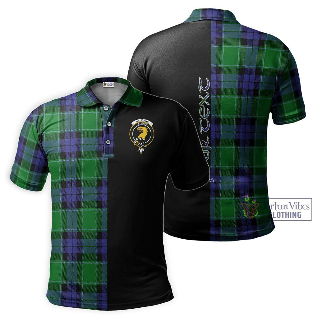 Haldane Tartan Polo Shirt with Family Crest and Half Of Me Style Kid - Tartanvibesclothing Shop