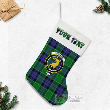 Haldane Tartan Family Crest Christmas Stocking with Personalized Text