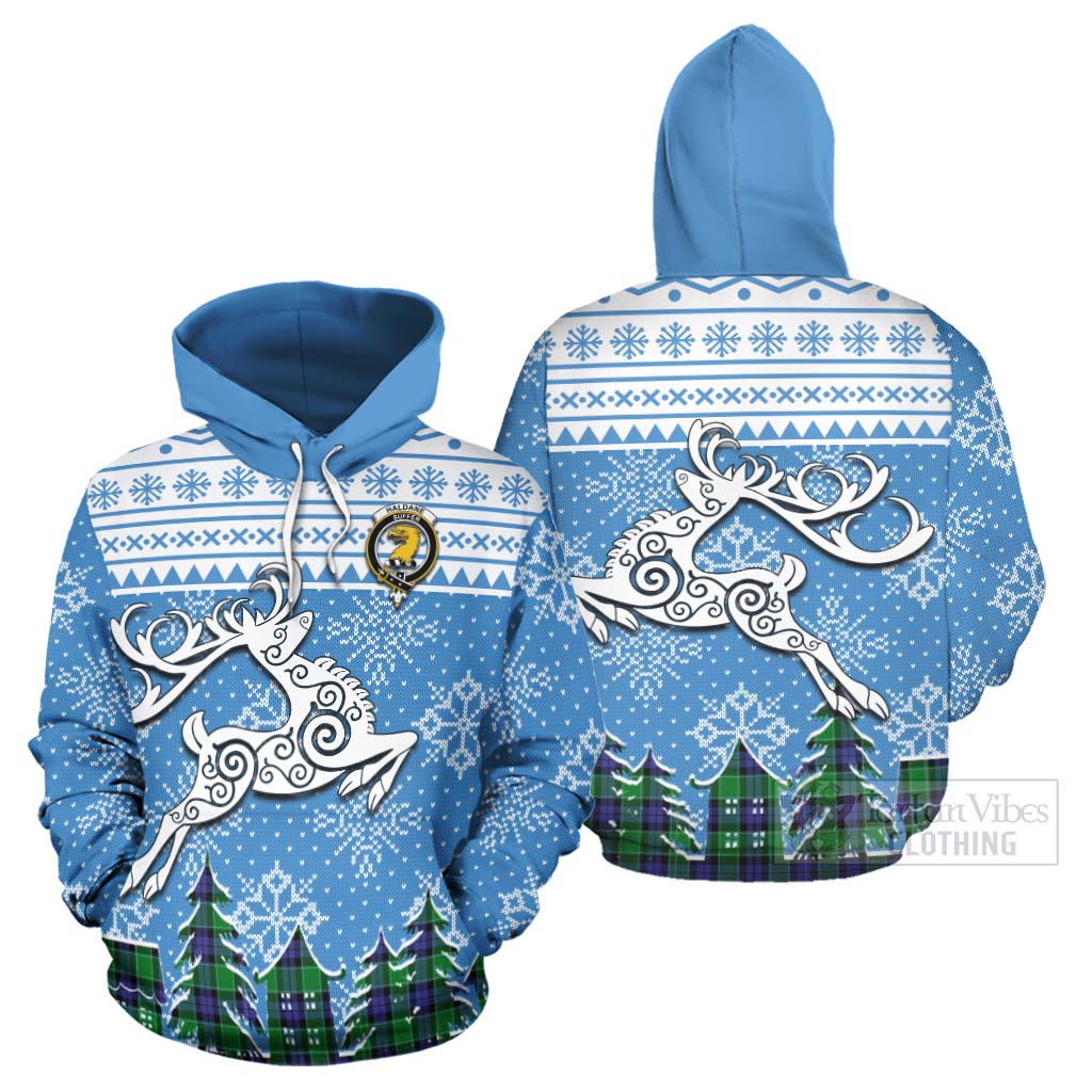 Tartan Vibes Clothing Haldane Clan Christmas Hoodie Celtic Reindeer Style