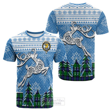 Haldane Clan Christmas Cotton T-shirt Celtic Reindeer Style