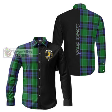 Haldane Tartan Long Sleeve Button Shirt with Family Crest and Half Of Me Style