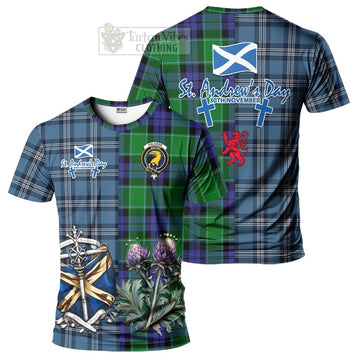 Haldane Tartan T-Shirt Happy St. Andrew's Day Half Tartan Style