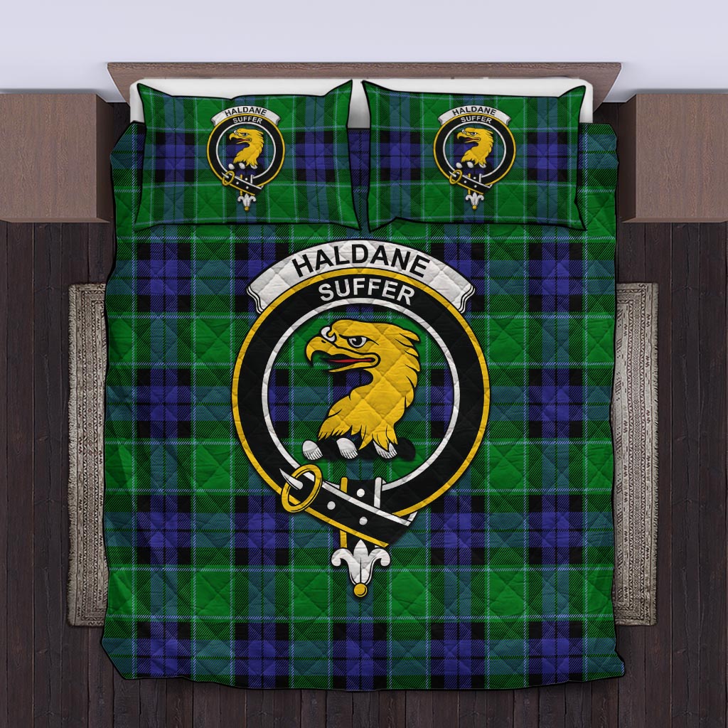 Haldane Tartan Quilt Bed Set with Family Crest Twin - Tartan Vibes Clothing