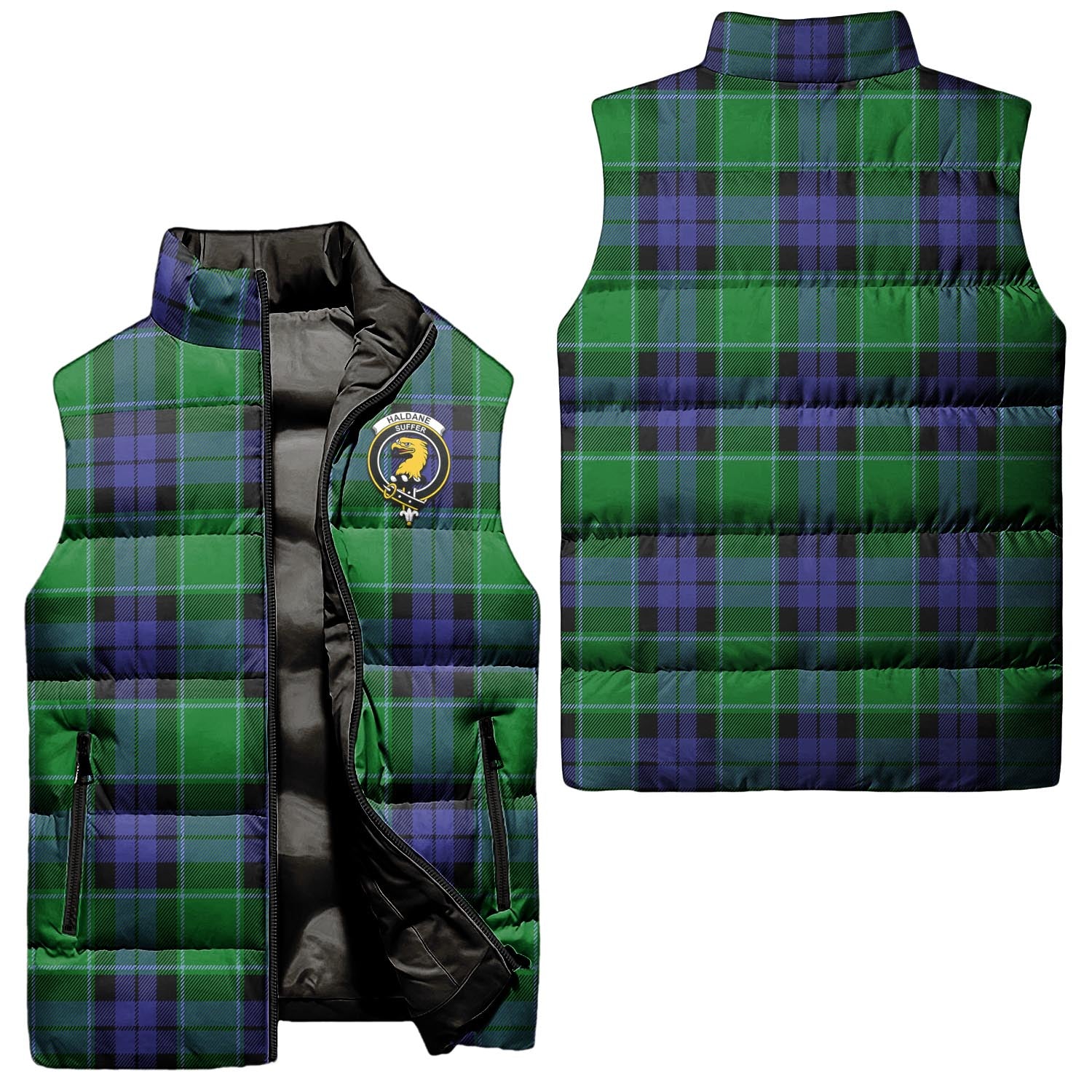 Haldane Tartan Sleeveless Puffer Jacket with Family Crest Unisex - Tartanvibesclothing