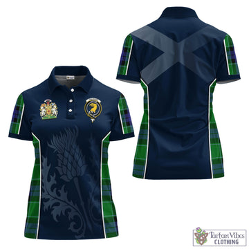 Haldane Tartan Women's Polo Shirt with Family Crest and Scottish Thistle Vibes Sport Style