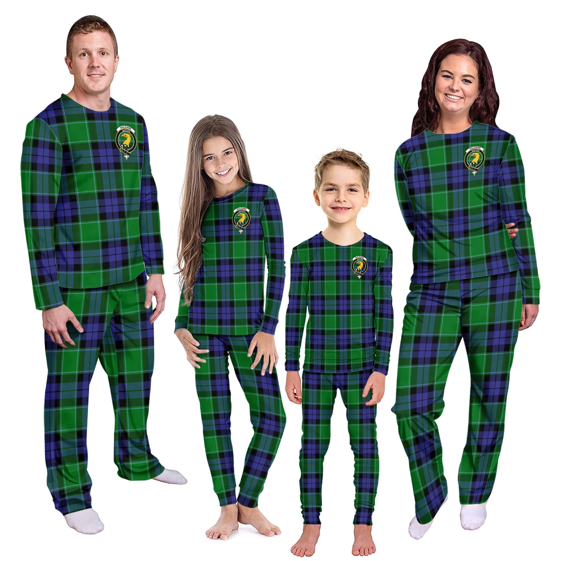 Haldane Tartan Pajamas Family Set with Family Crest Kid - Tartan Vibes Clothing