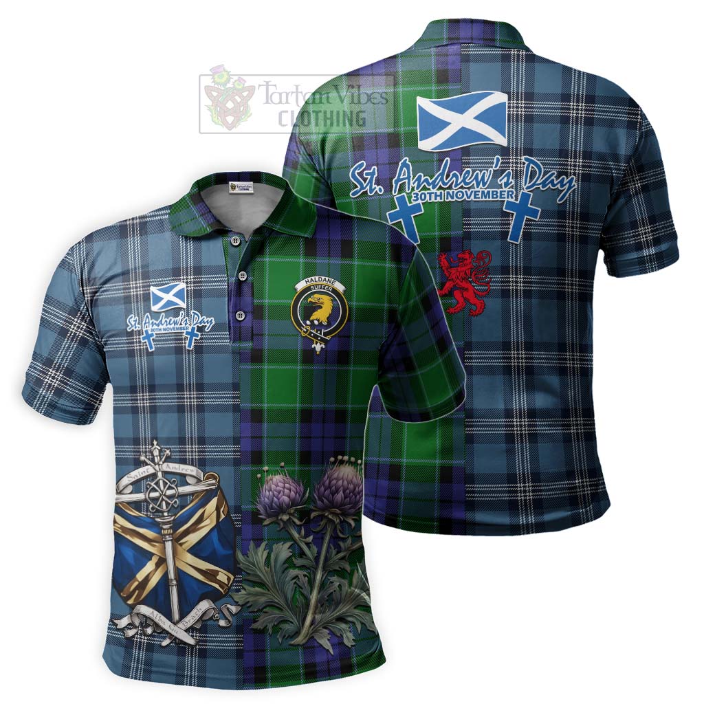 Tartan Vibes Clothing Haldane Tartan Polo Shirt Happy St. Andrew's Day Half Tartan Style