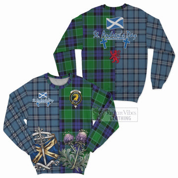 Haldane Tartan Sweatshirt Happy St. Andrew's Day Half Tartan Style