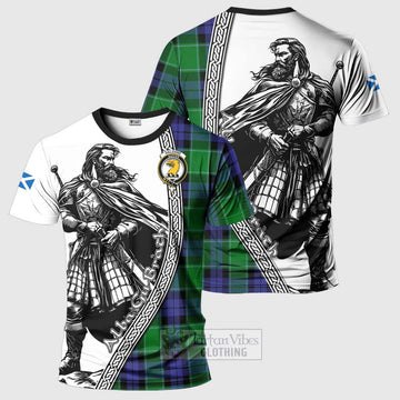 Haldane Tartan Clan Crest T-Shirt with Highlander Warrior Celtic Style