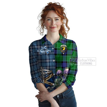 Haldane Tartan Women's Casual Shirt Happy St. Andrew's Day Half Tartan Style