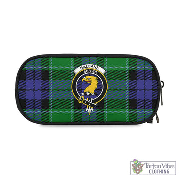 Haldane Tartan Pen and Pencil Case with Family Crest