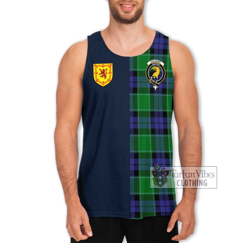 Tartan Vibes Clothing Haldane Tartan Men's Tank Top with Scottish Lion Royal Arm Half Style