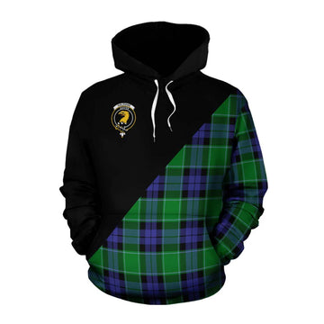 Haldane Tartan Cotton Hoodie with Family Crest and Military Logo Style